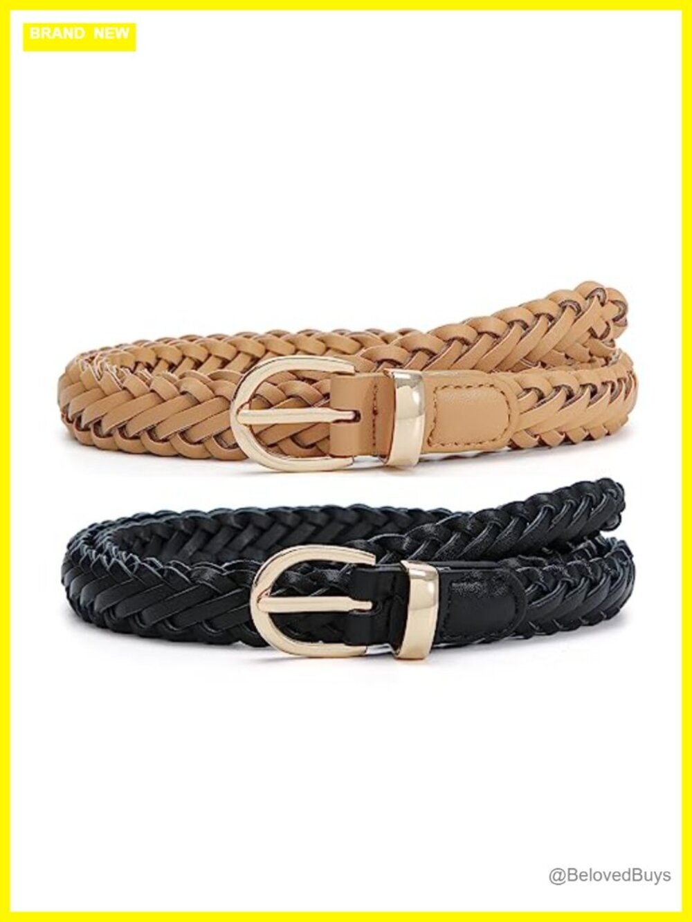 Hand Woven Faux Leather Skinny Belt Adjustable No Holes